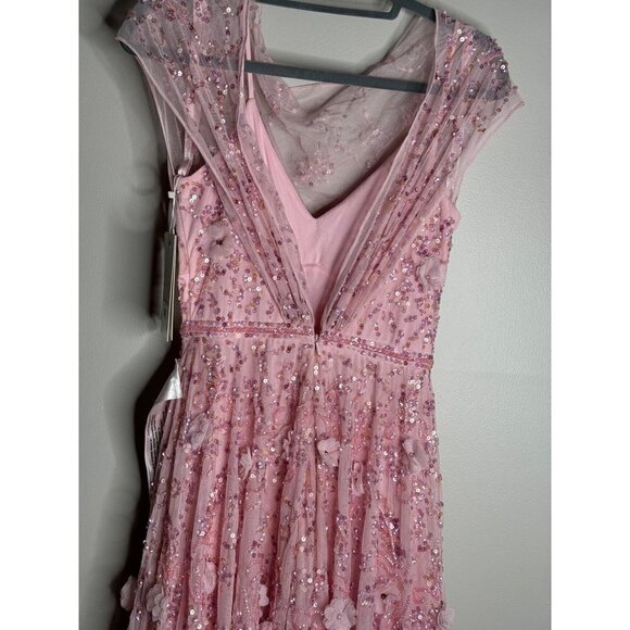 Mac Duggal 93685 Candy Pink Sheer Embroidered Sequin Embellished Dress Sz 2 NEW - Picture 9 of 9